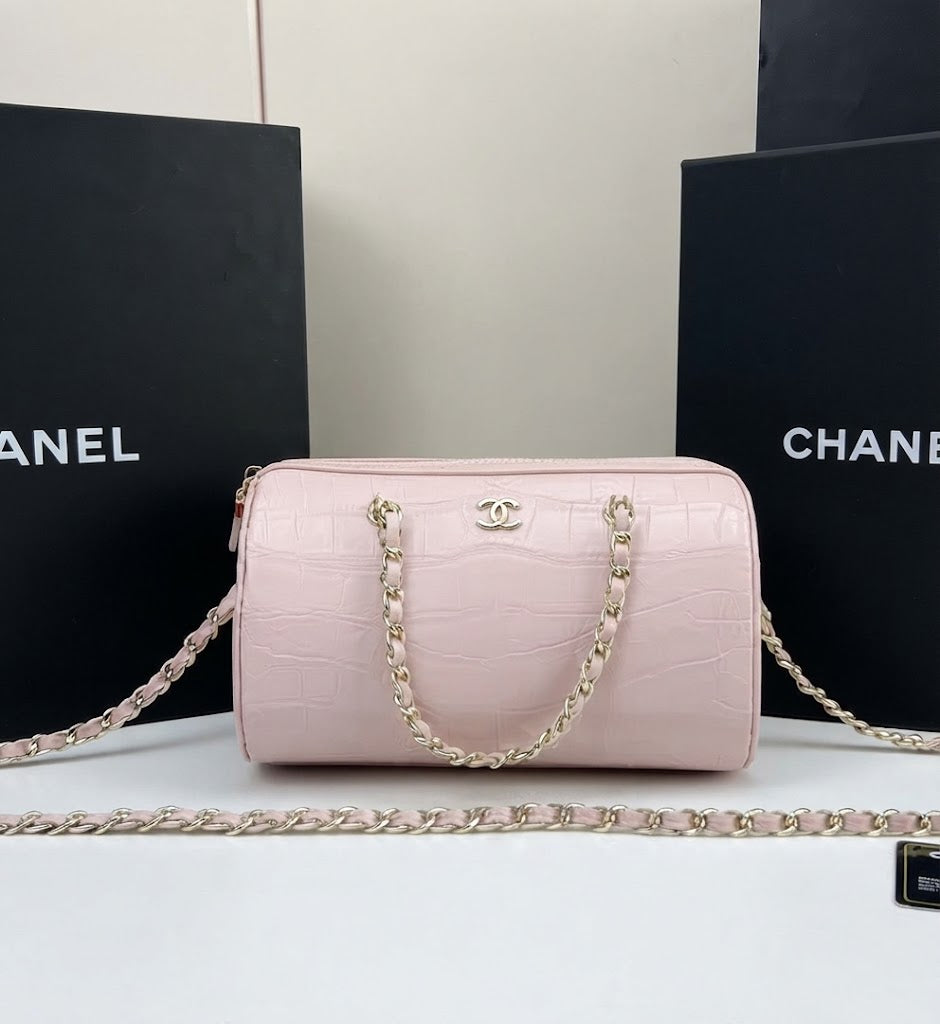 Chanel Cylinder Crocodile-Embossed Bag