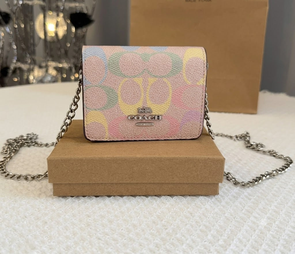 Coach Mini Wallet On A Chain With Cherry Print