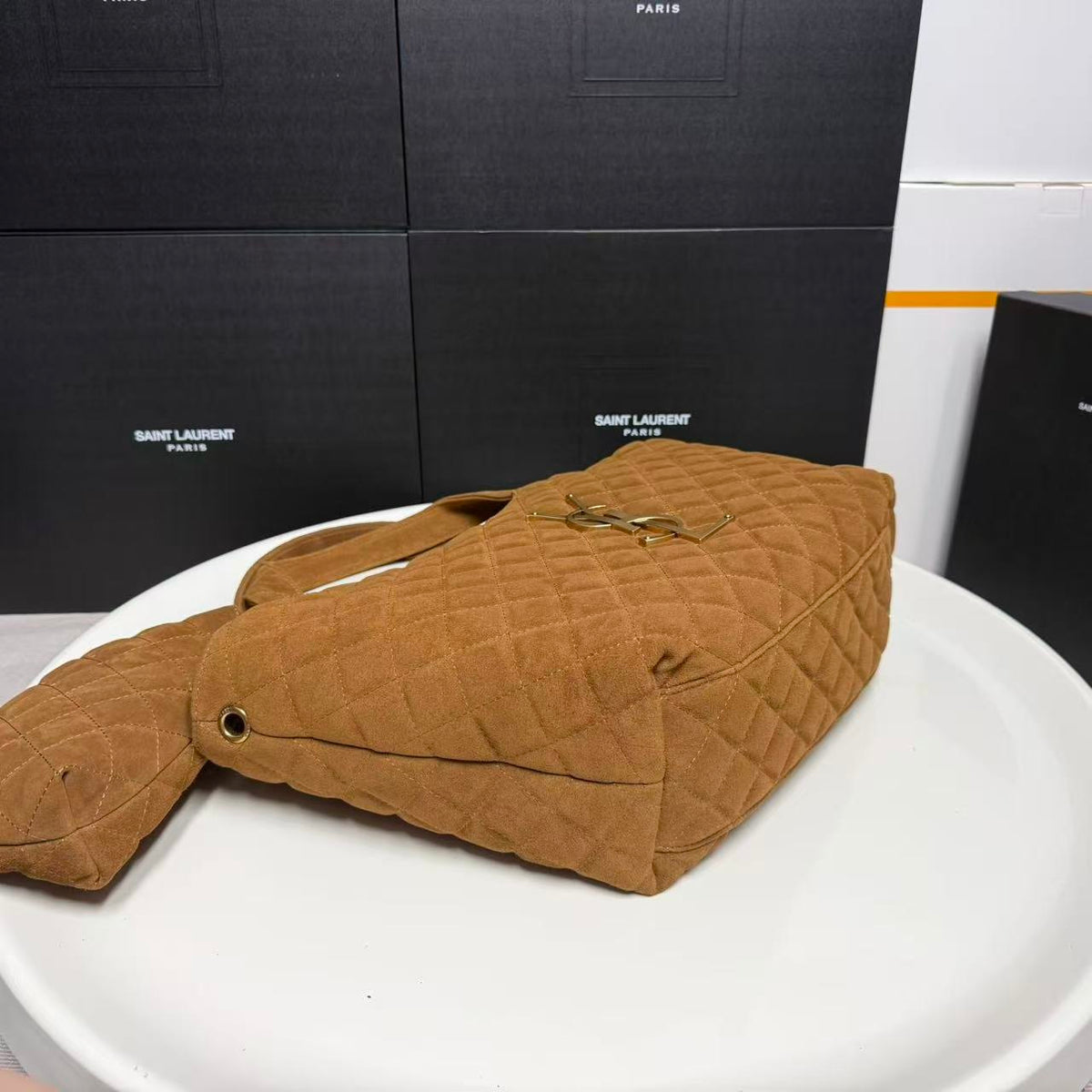 Saint Laurent Jamie Shopping Bag in Quilted Suede