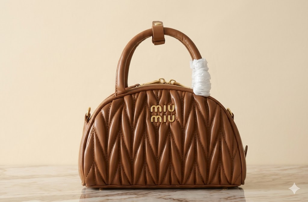 Miu Miu Matelassé Leather Bowling Bag