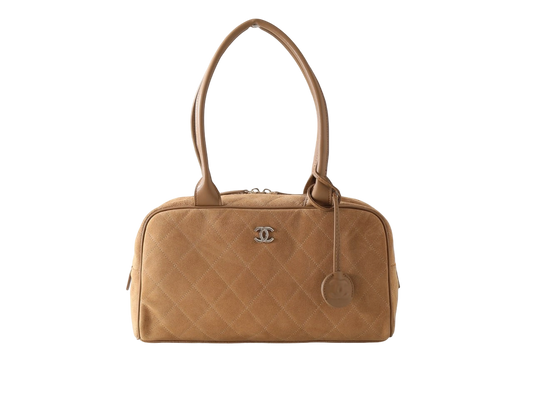 Chanel Suede Quilted Bowling Bag