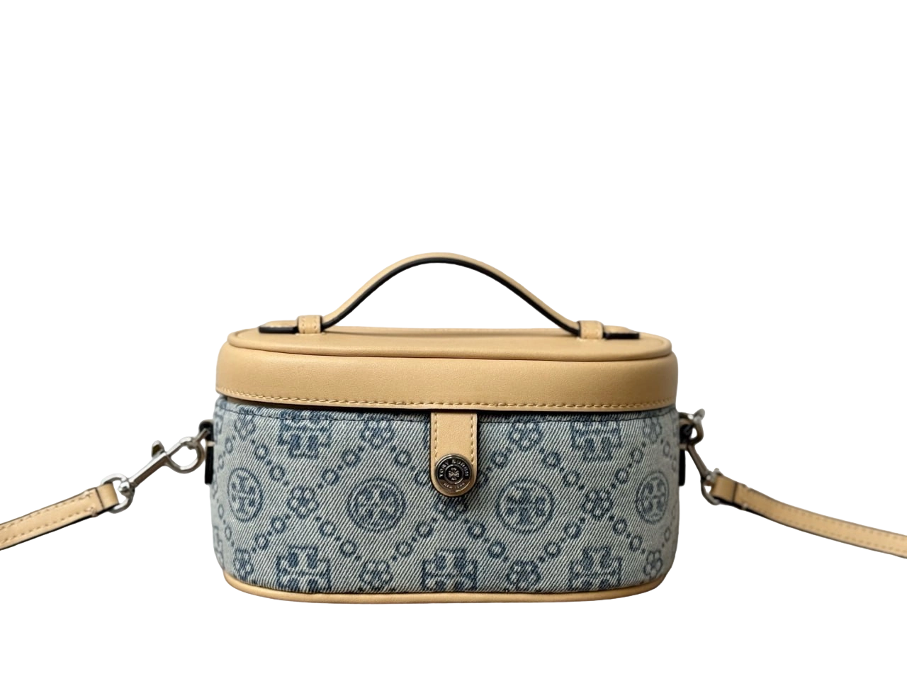 Tory Burch T Monogram Denim Vanity Case