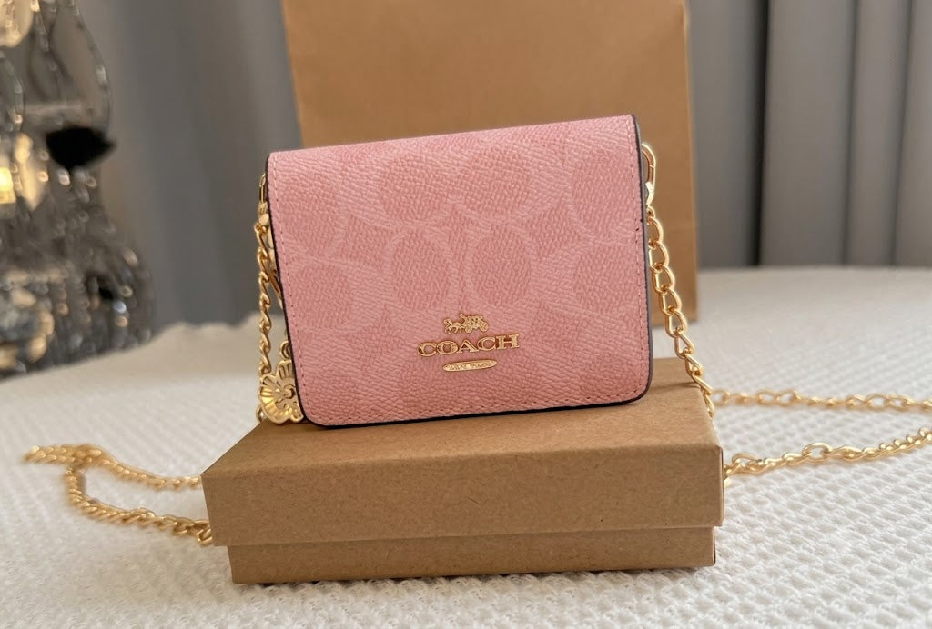 Coach Mini Wallet On A Chain With Cherry Print