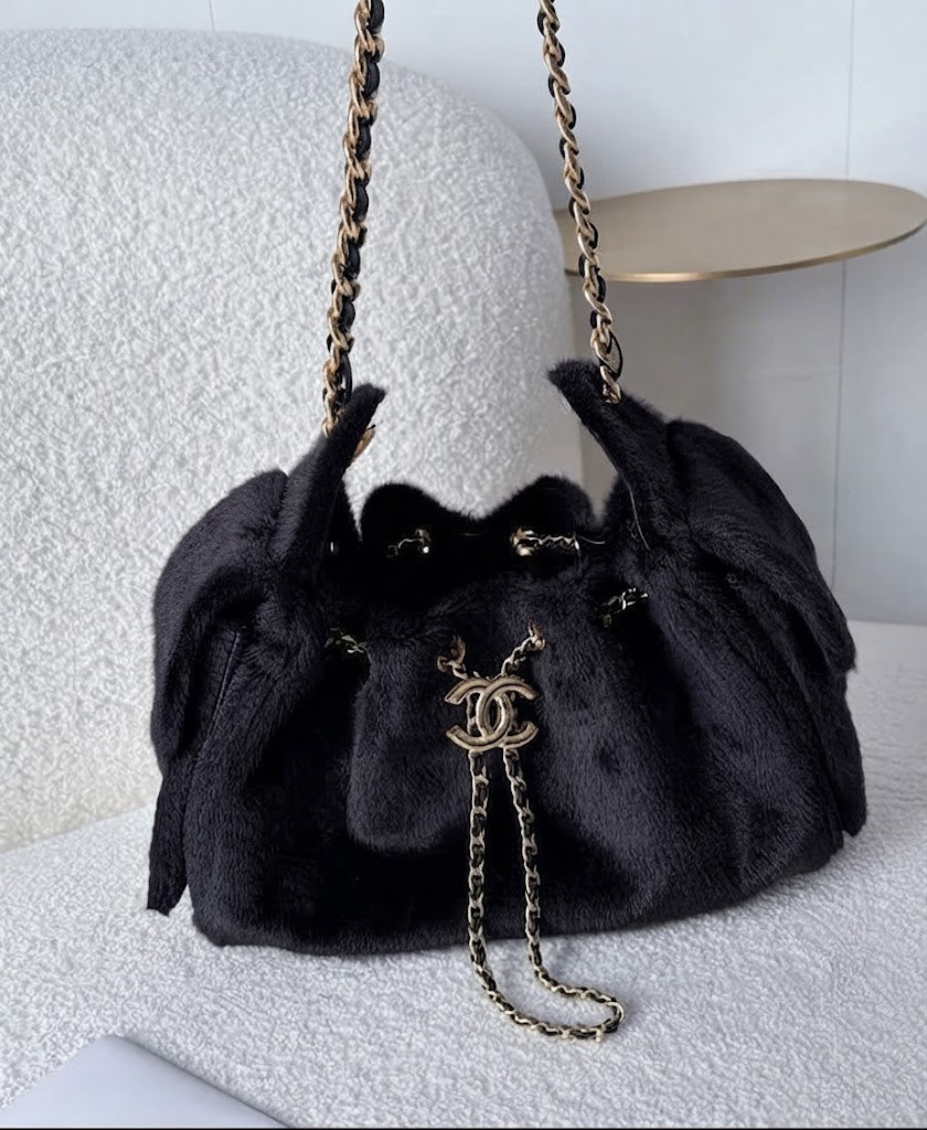 Chanel Dalmatian Shearling Drawstring