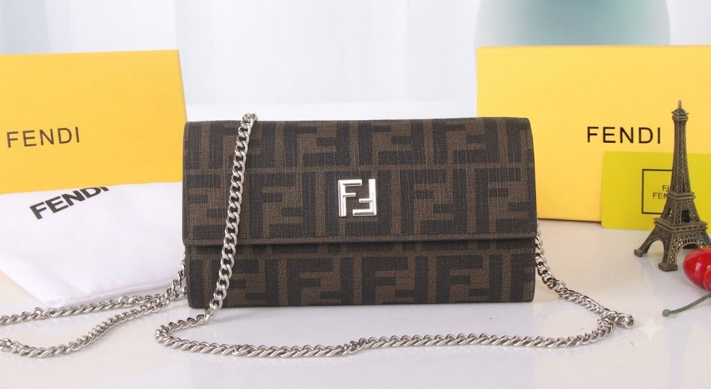 Fendi Baguette Continental Wallet with Chain