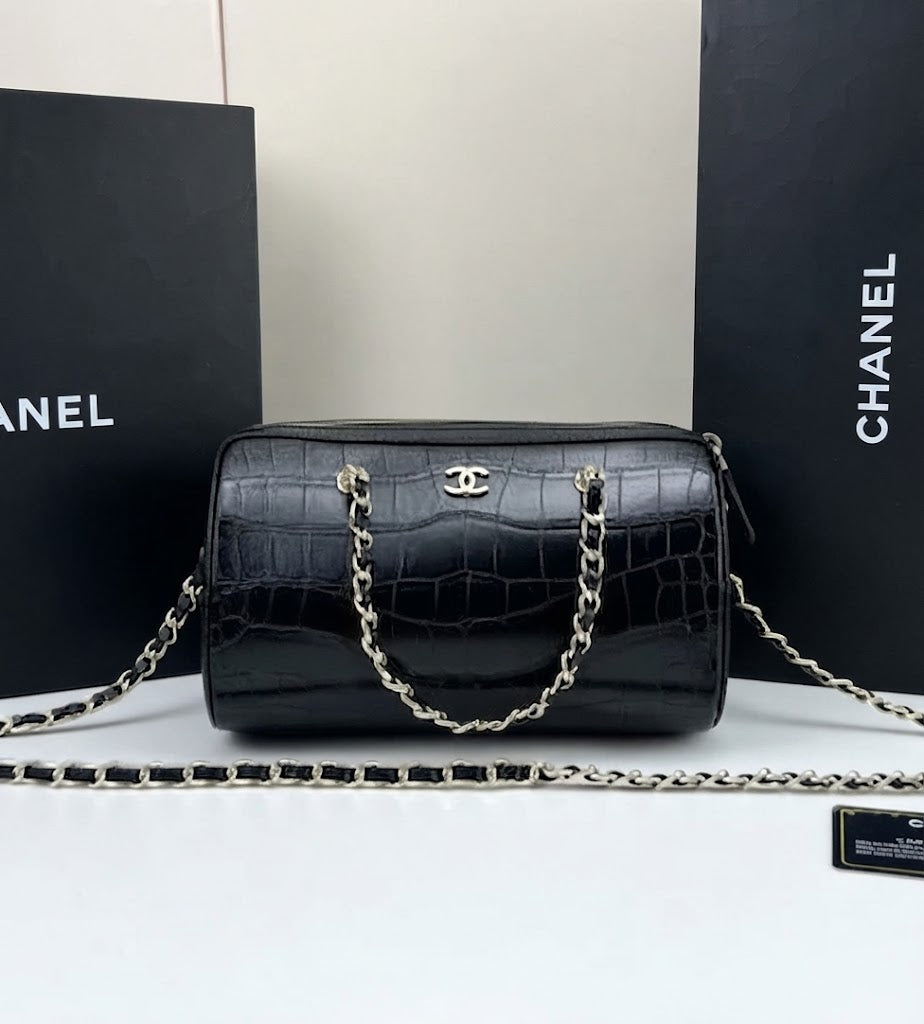 Chanel Cylinder Crocodile-Embossed Bag