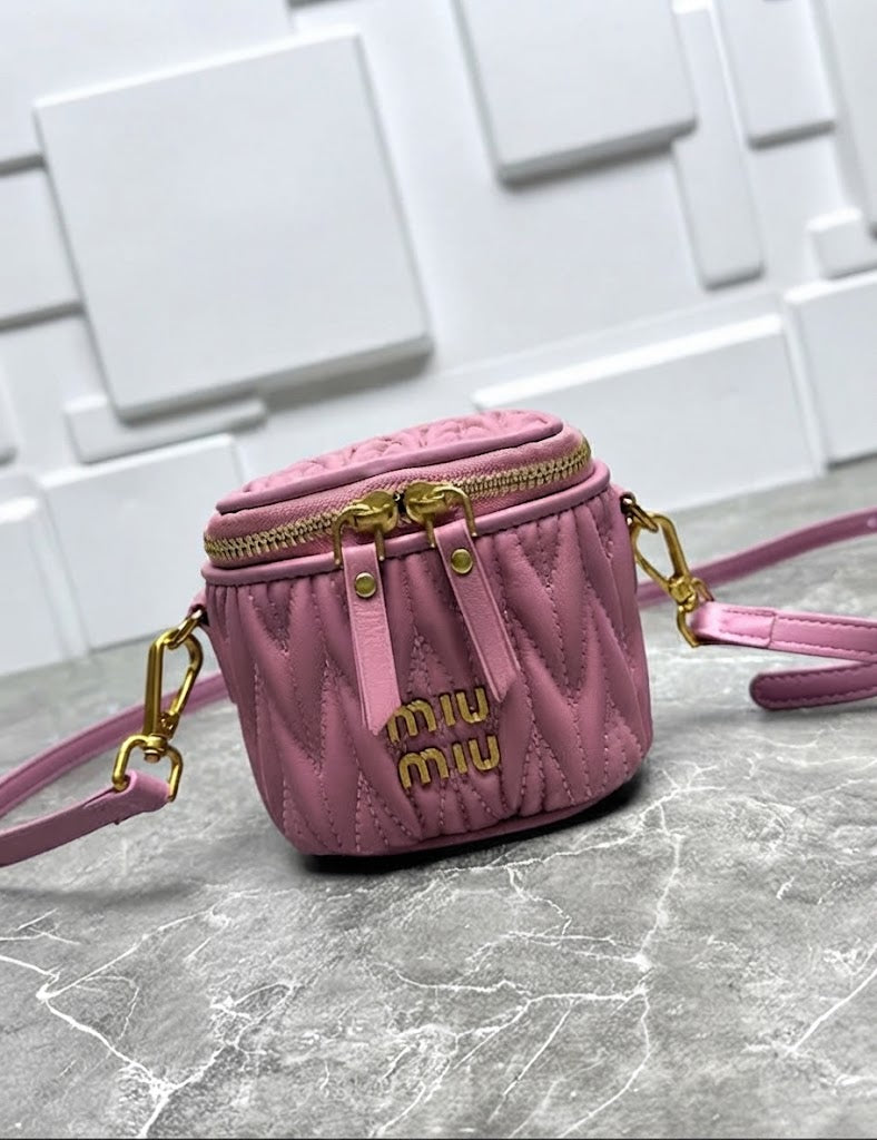 Miu Miu Matelassé Leather Cylinder Vanity Bag