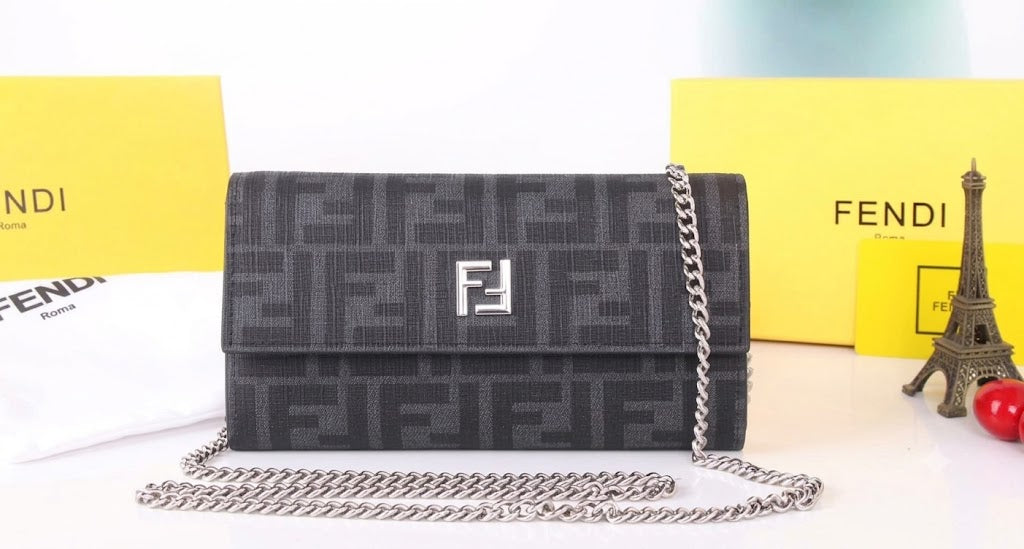 Fendi Baguette Continental Wallet with Chain