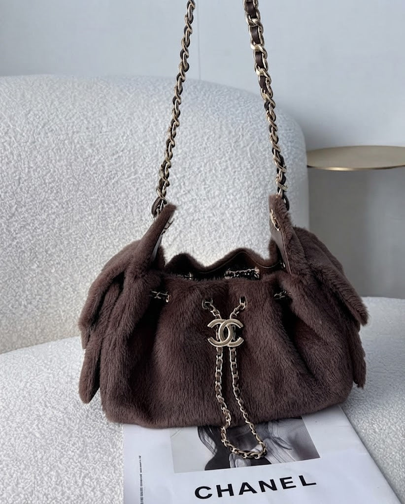 Chanel Dalmatian Shearling Drawstring