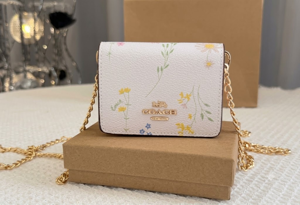 Coach Mini Wallet On A Chain With Cherry Print