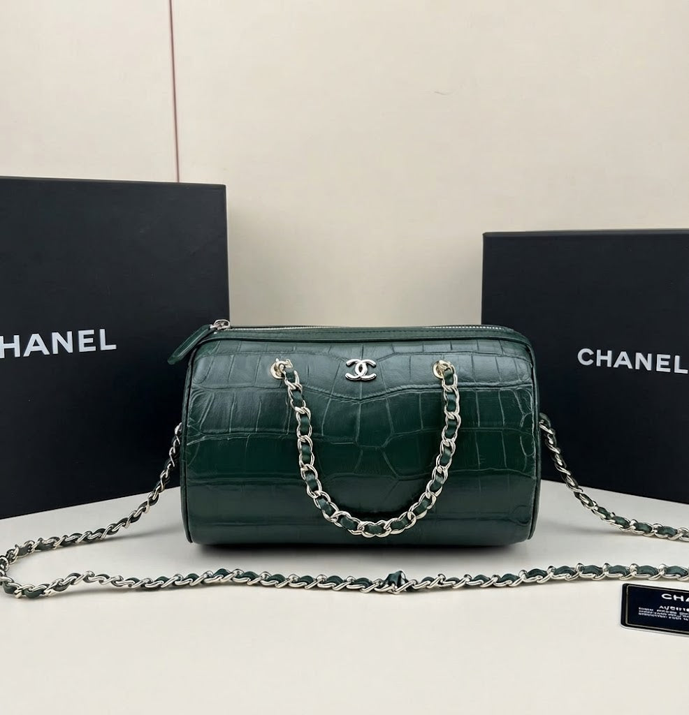 Chanel Cylinder Crocodile-Embossed Bag