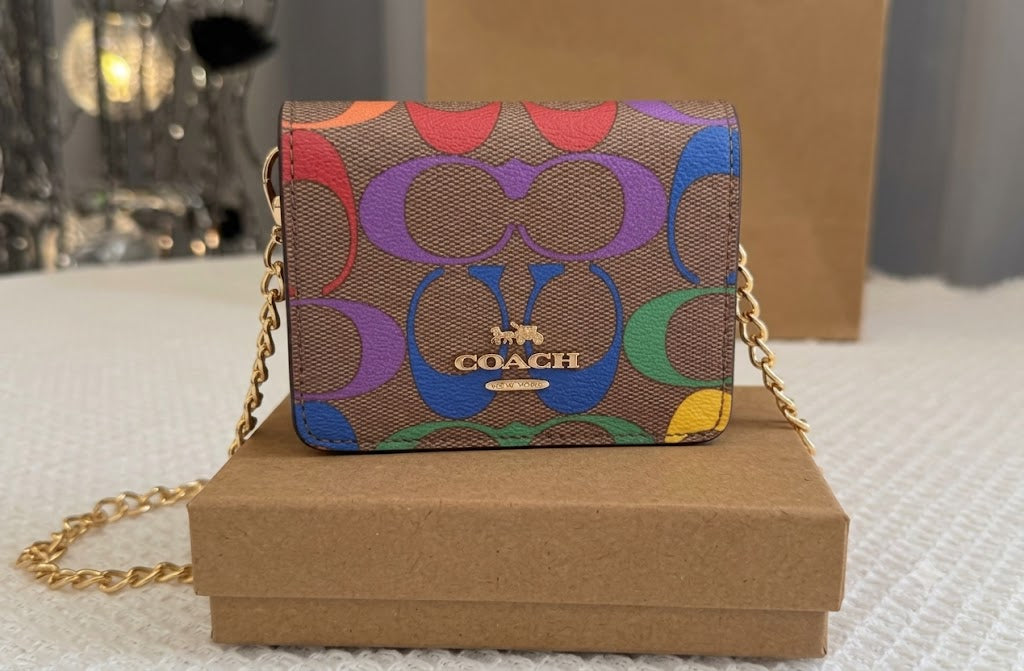Coach Mini Wallet On A Chain With Cherry Print