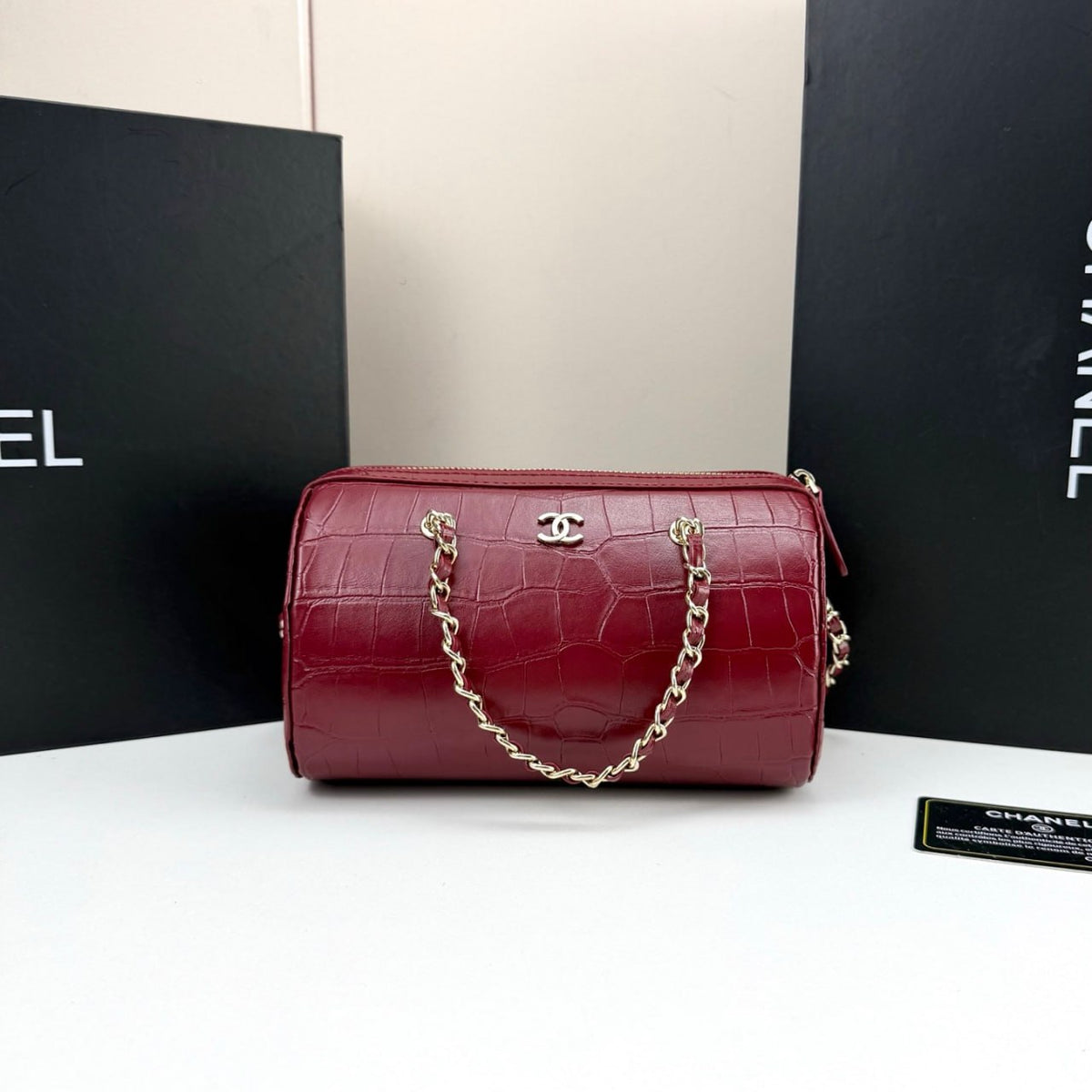 Chanel Cylinder Crocodile-Embossed Bag