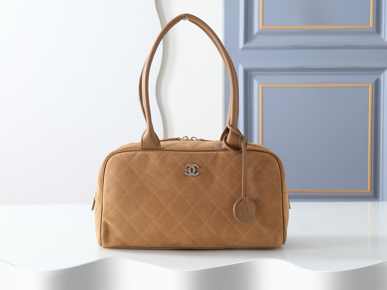 Chanel Suede Quilted Bowling Bag