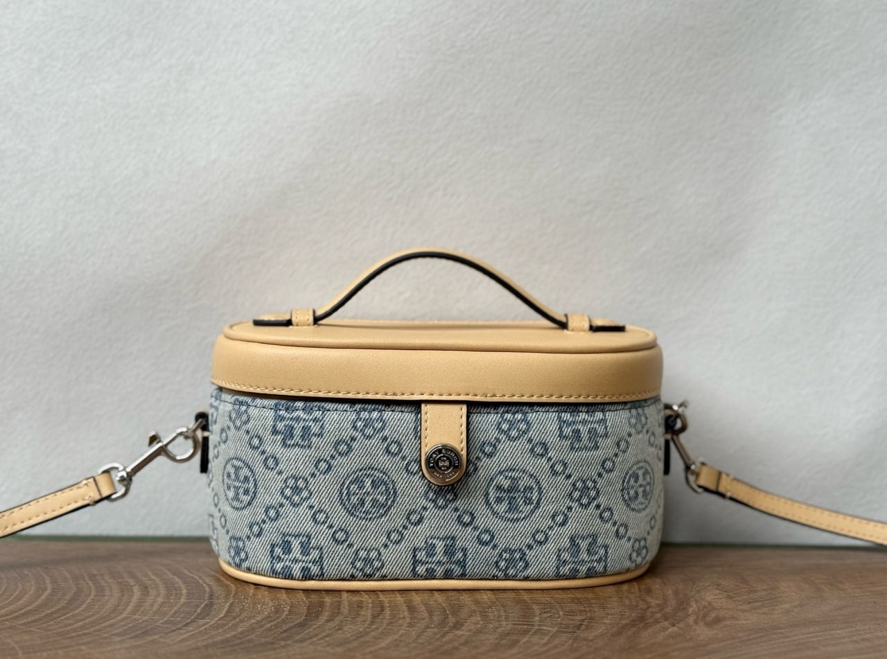 Tory Burch T Monogram Denim Vanity Case