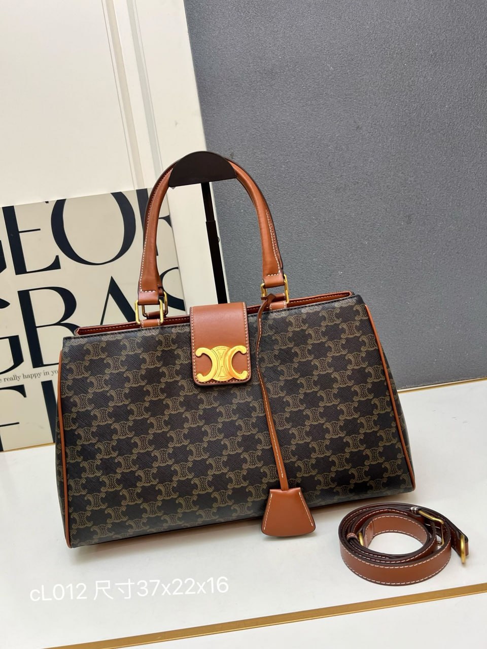 Celine Medium Boston Bag in Triomphe Canvas