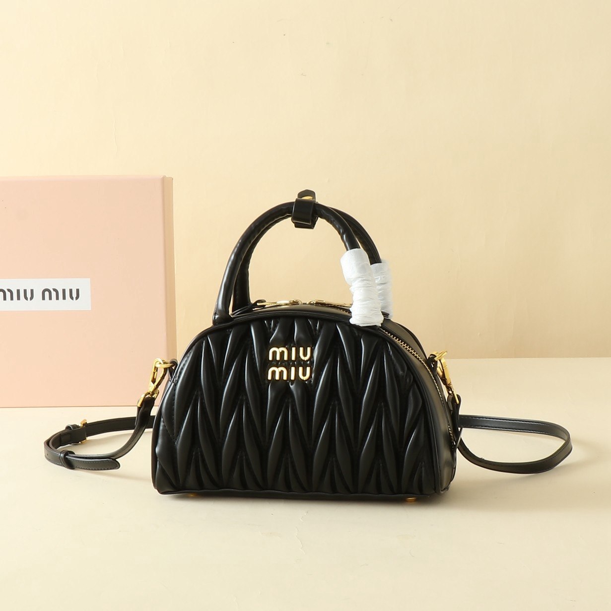 Miu Miu Matelassé Leather Bowling Bag