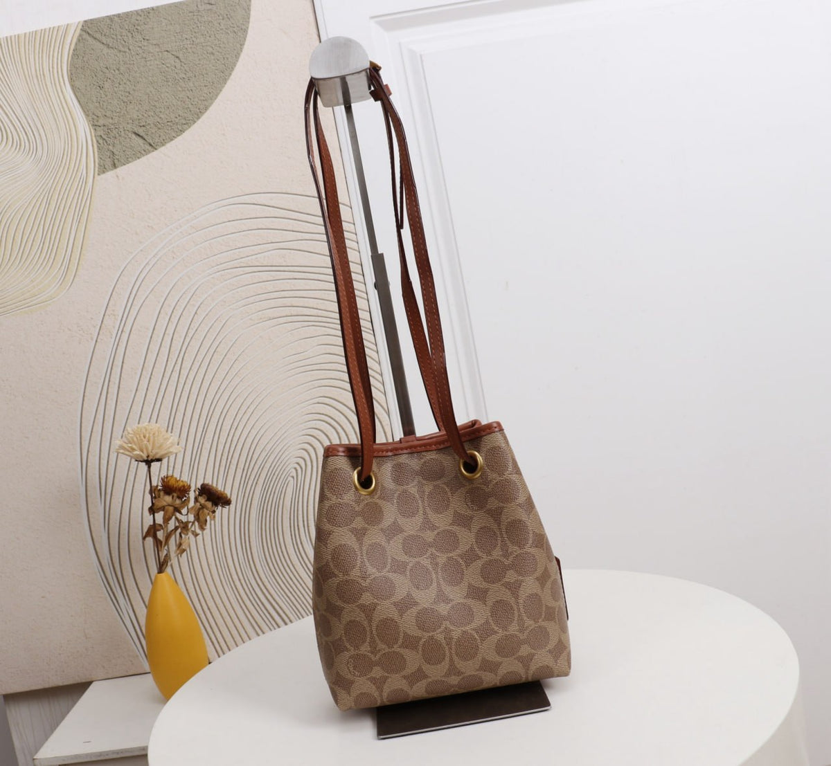 Coach Signature Canvas Mini Bucket Bag