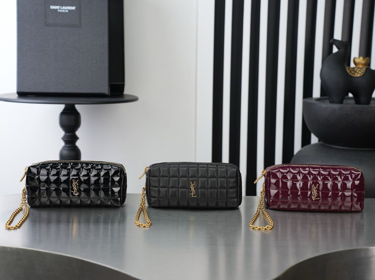 Saint Laurent Vicky Vanity In Quilted Patent Leather