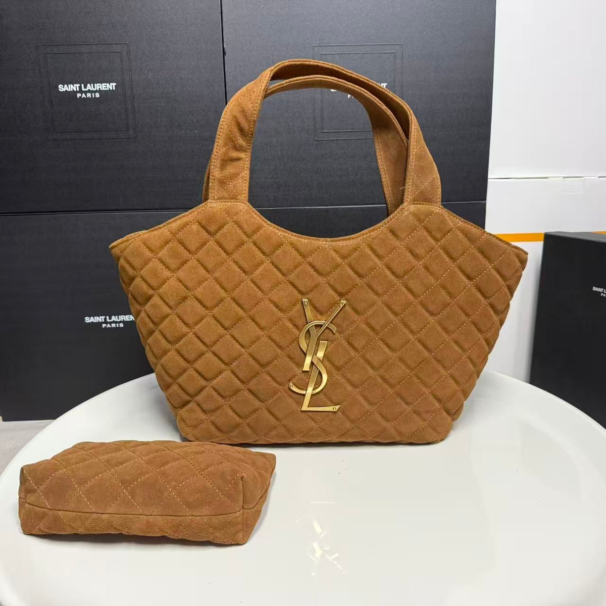 Saint Laurent Jamie Shopping Bag in Quilted Suede