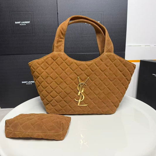 Saint Laurent Jamie Shopping Bag in Quilted Suede