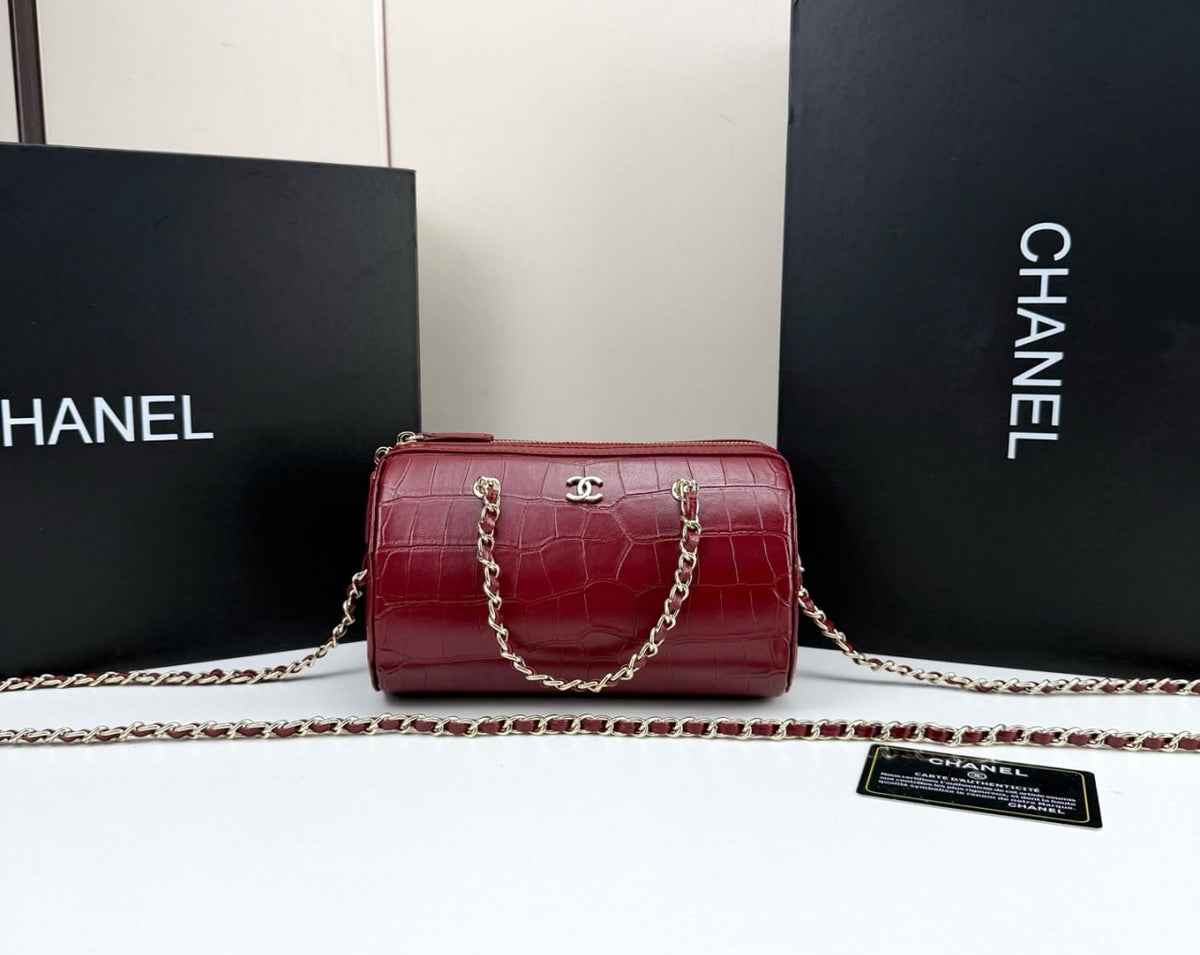 Chanel Cylinder Crocodile-Embossed Bag