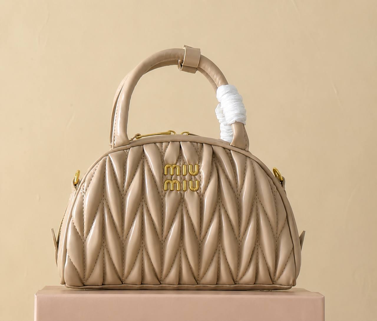 Miu Miu Matelassé Leather Bowling Bag