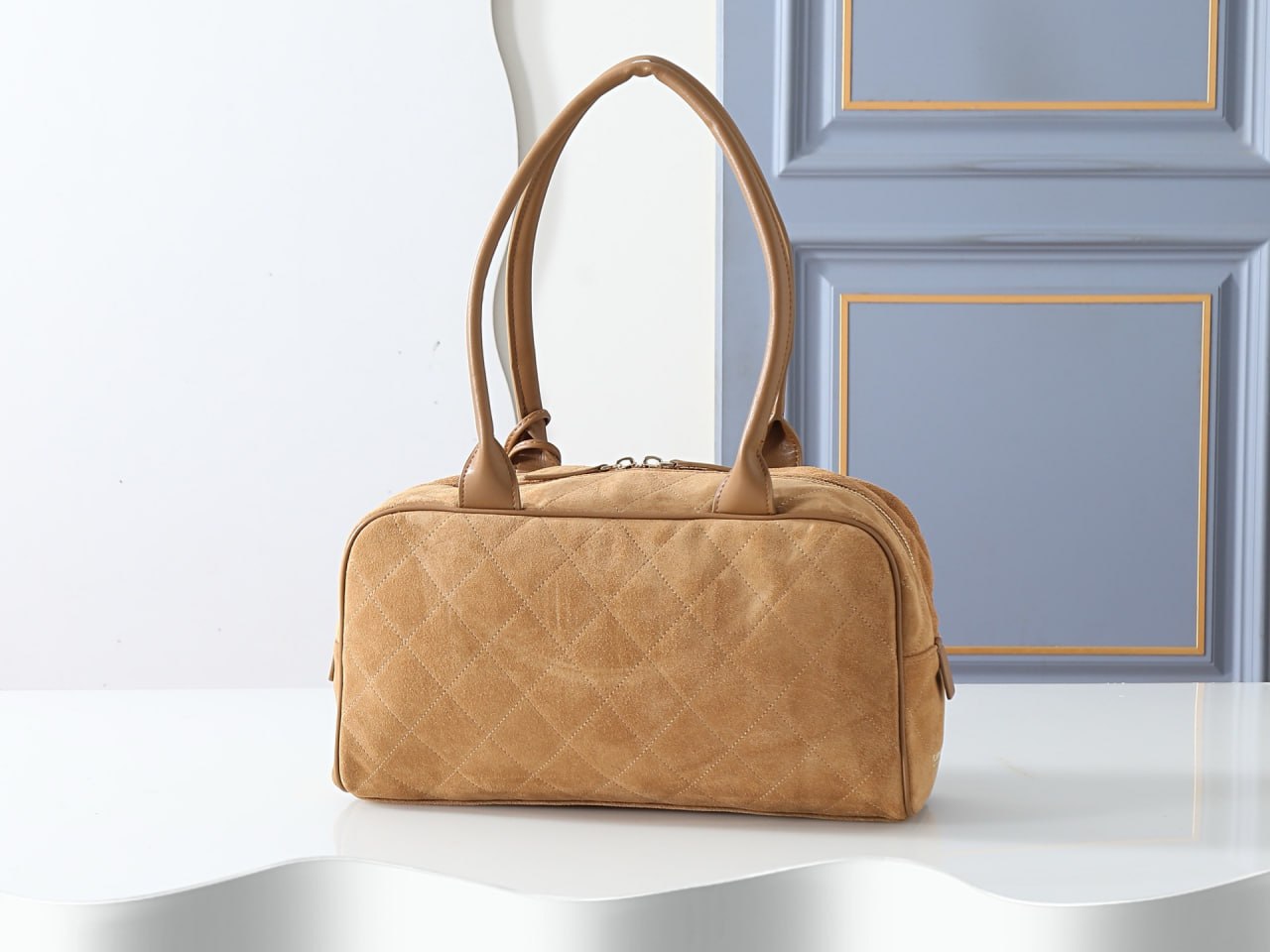 Chanel Suede Quilted Bowling Bag