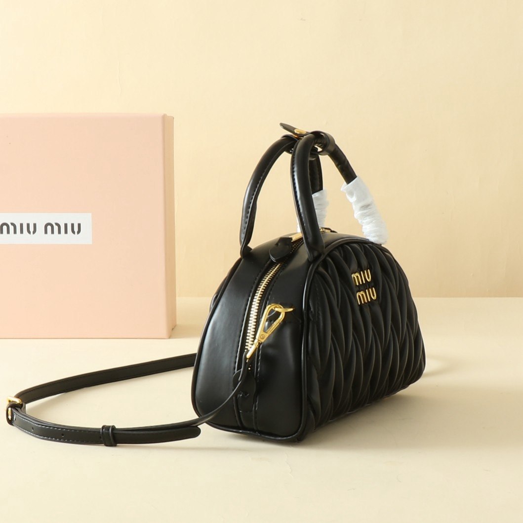 Miu Miu Matelassé Leather Bowling Bag