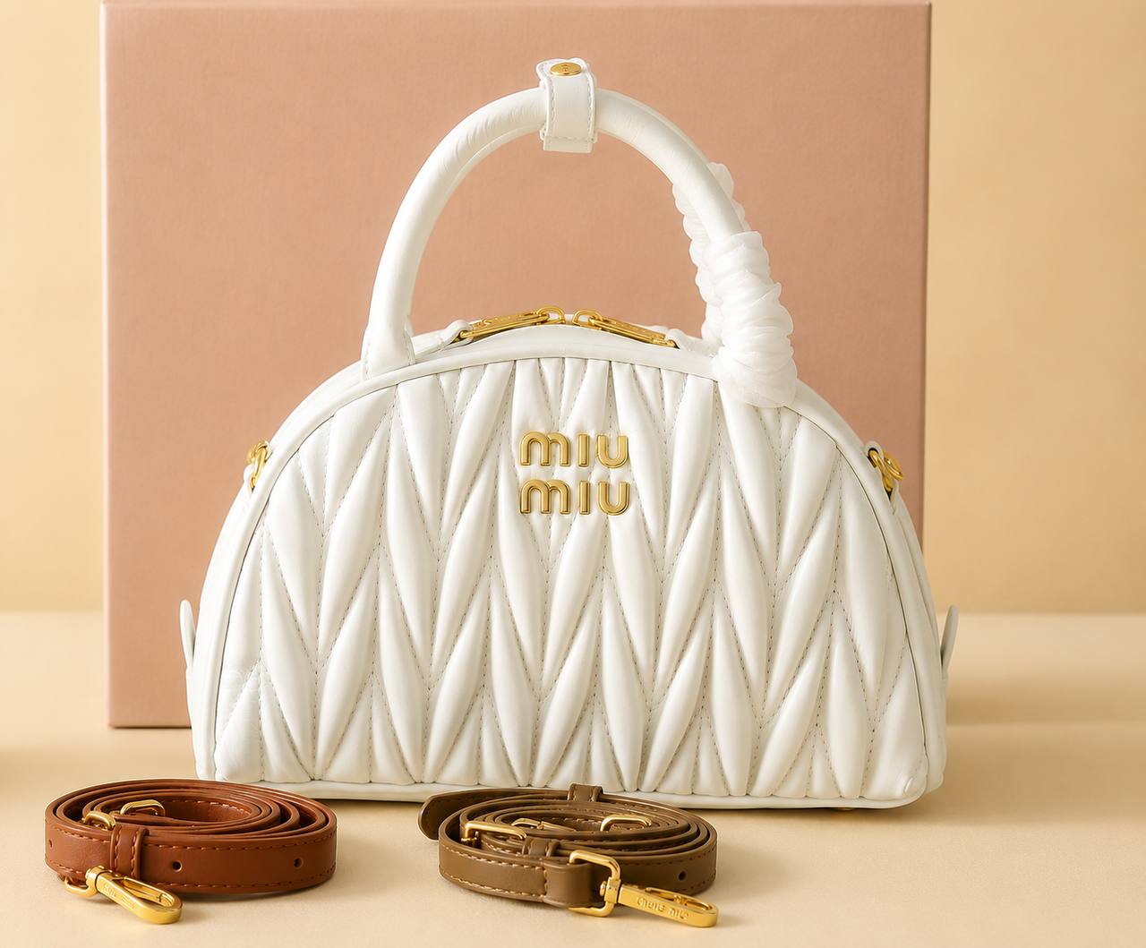 Miu Miu Matelassé Leather Bowling Bag