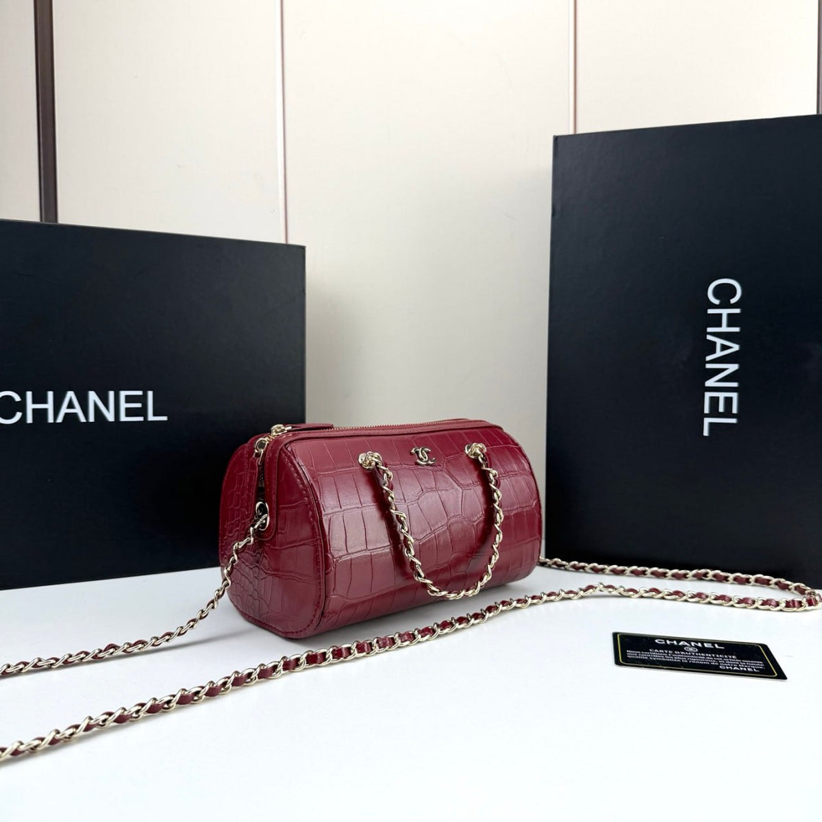 Chanel Cylinder Crocodile-Embossed Bag