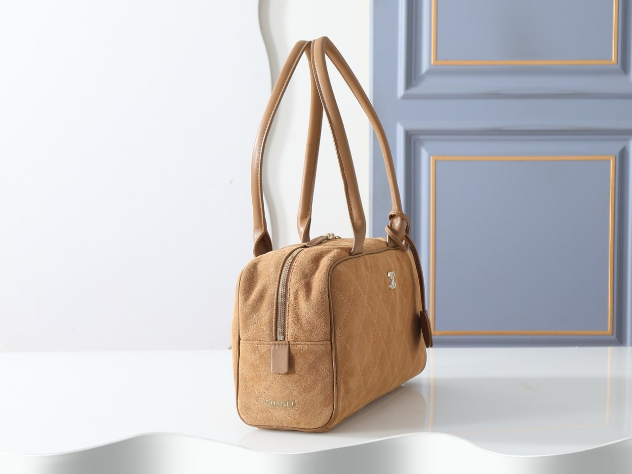 Chanel Suede Quilted Bowling Bag