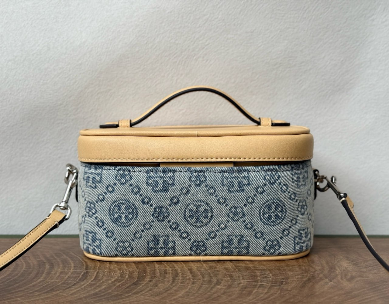 Tory Burch T Monogram Denim Vanity Case