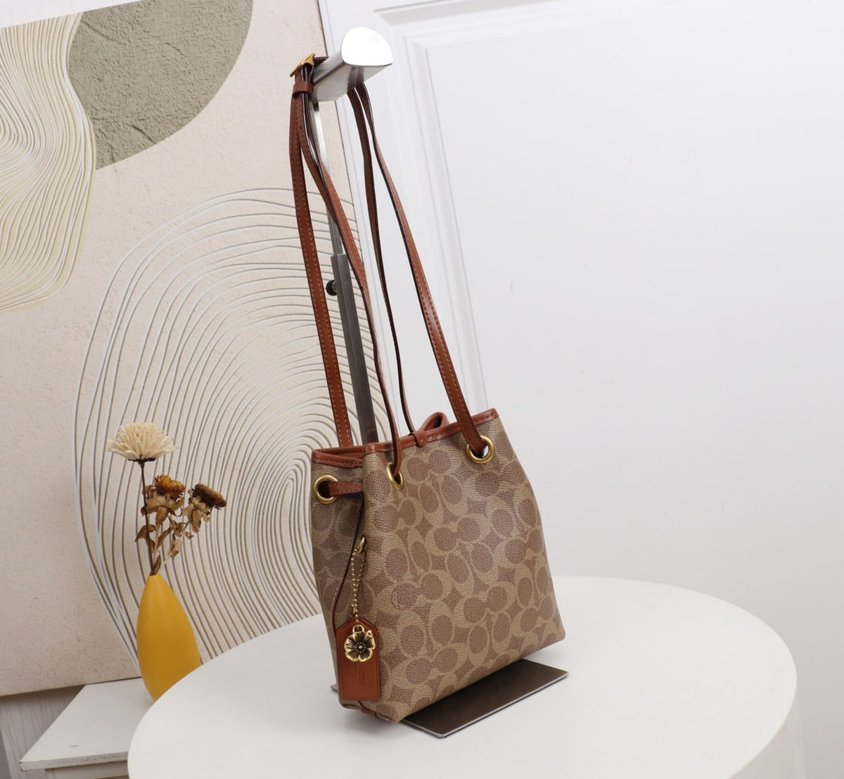 Coach Signature Canvas Mini Bucket Bag