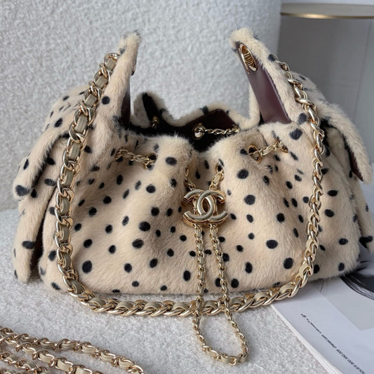 Chanel Dalmatian Shearling Drawstring
