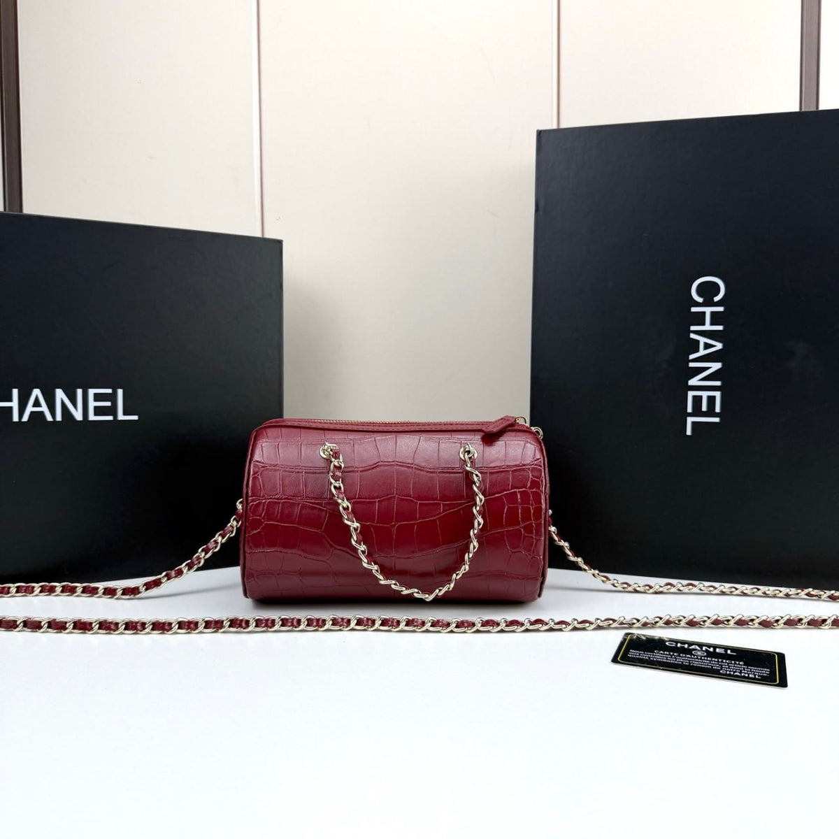 Chanel Cylinder Crocodile-Embossed Bag