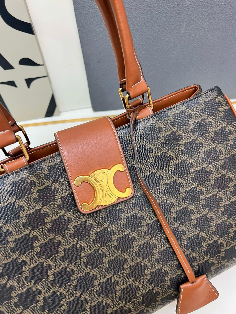 Celine Medium Boston Bag in Triomphe Canvas