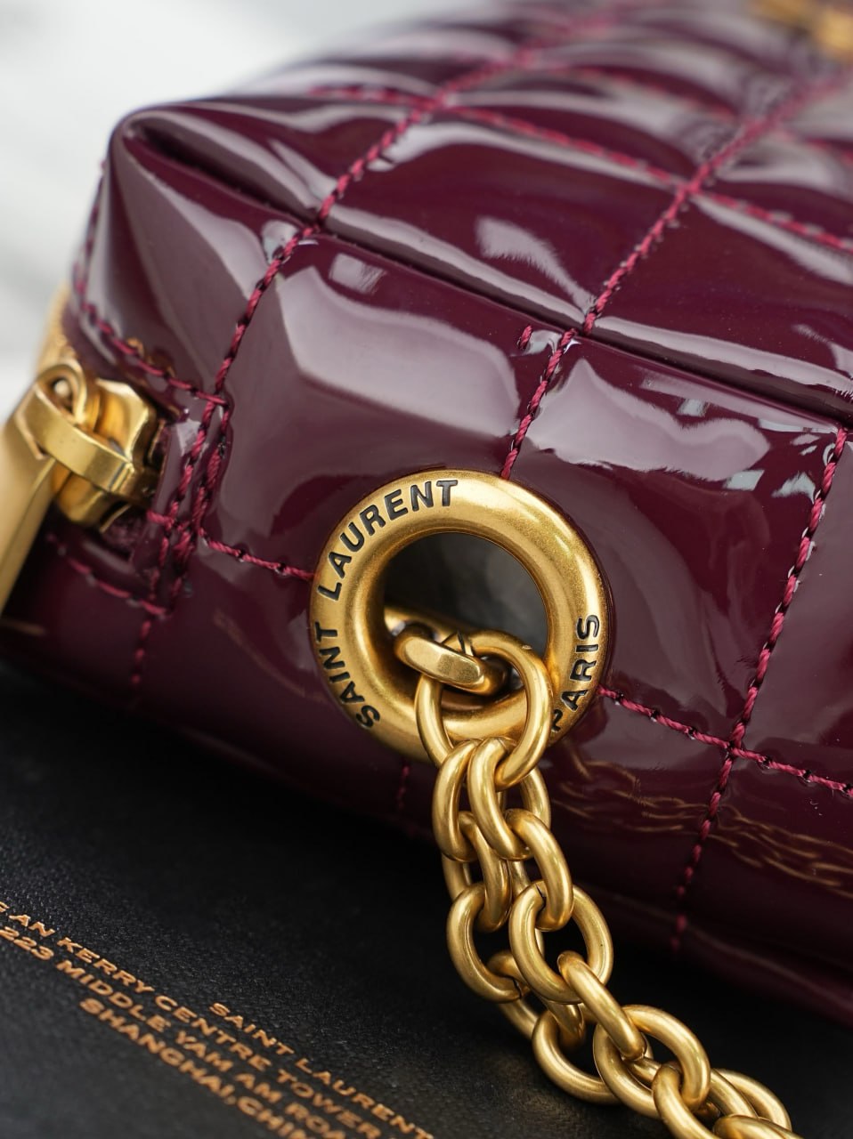 Saint Laurent Vicky Vanity In Quilted Patent Leather
