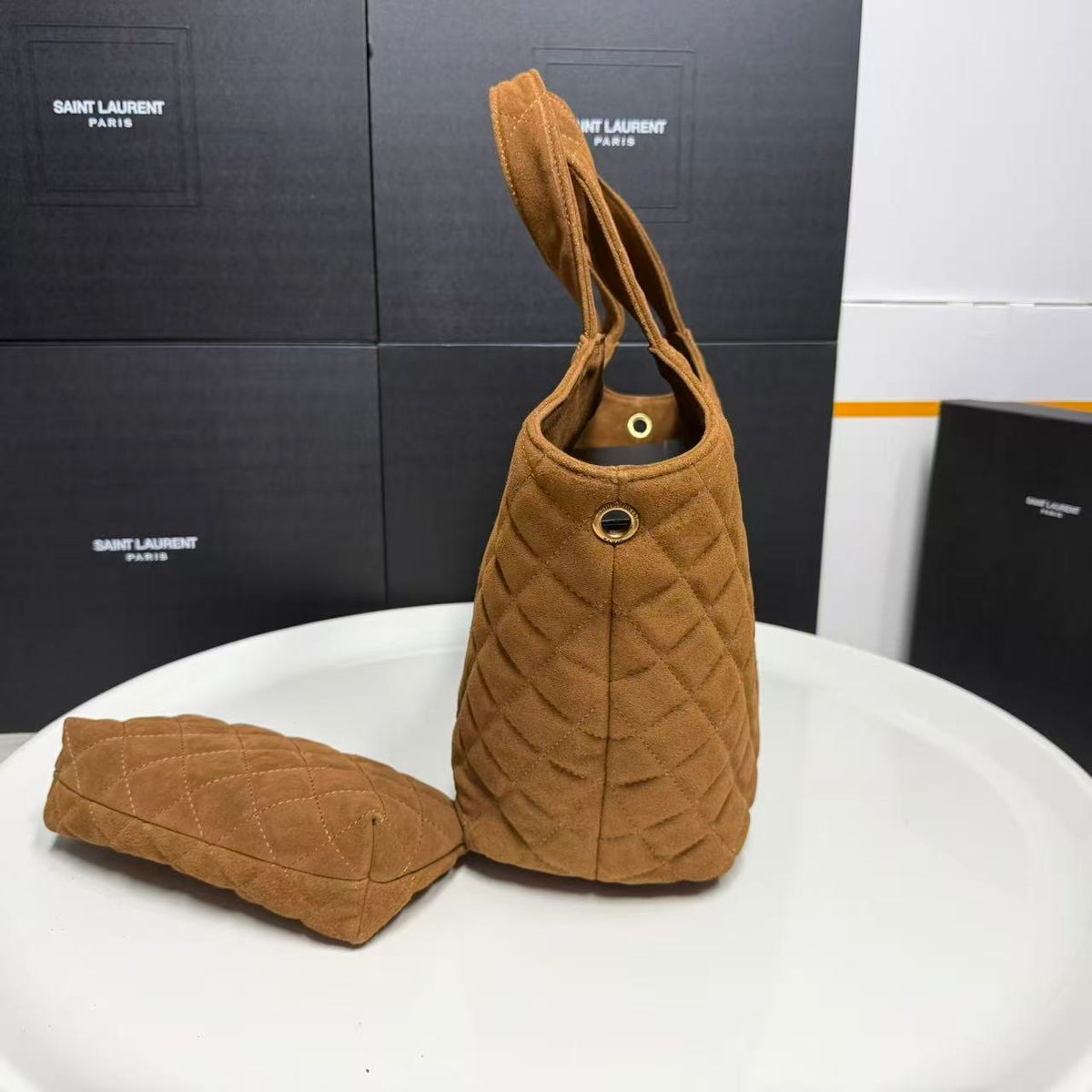 Saint Laurent Jamie Shopping Bag in Quilted Suede