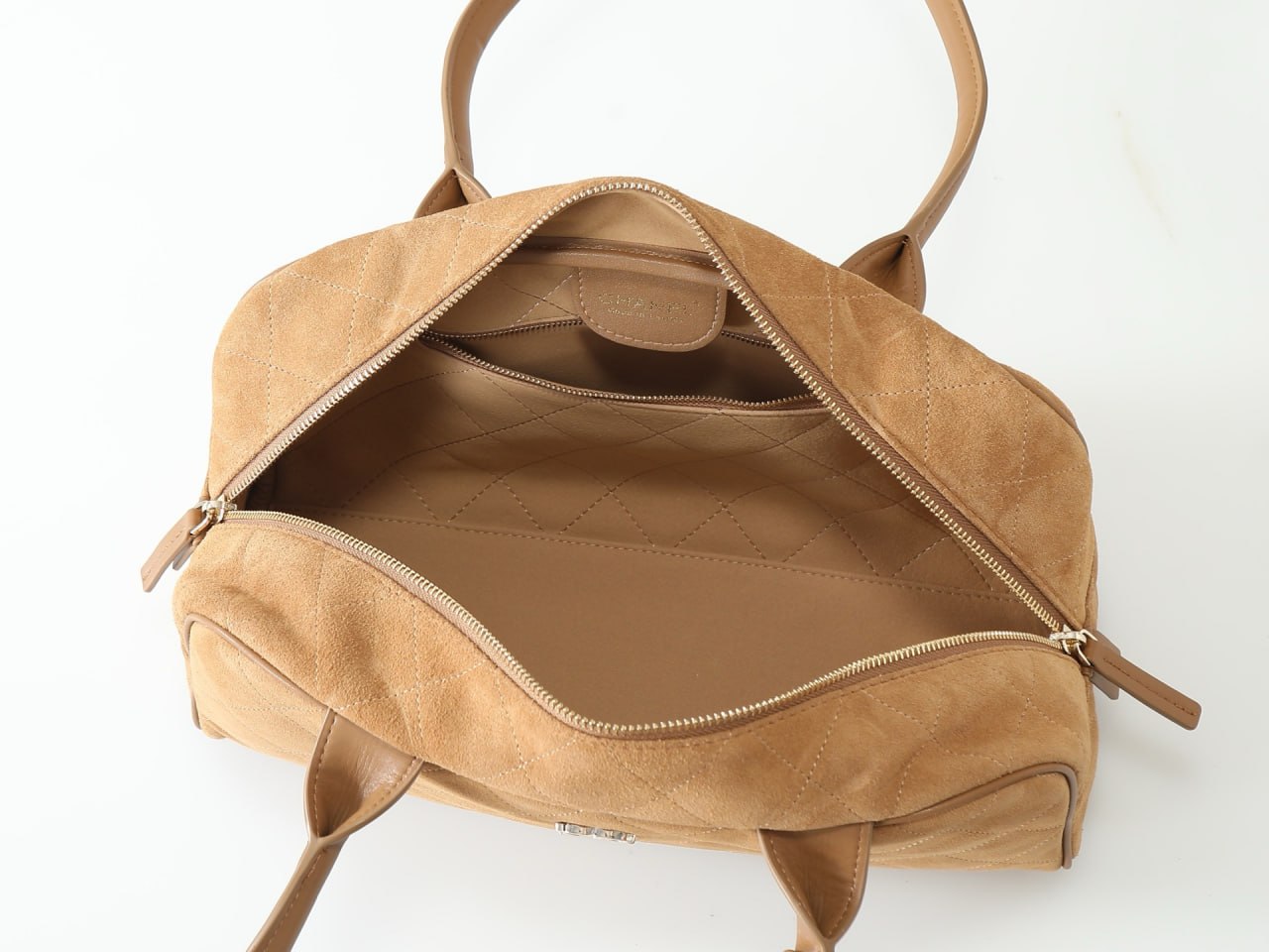 Chanel Suede Quilted Bowling Bag