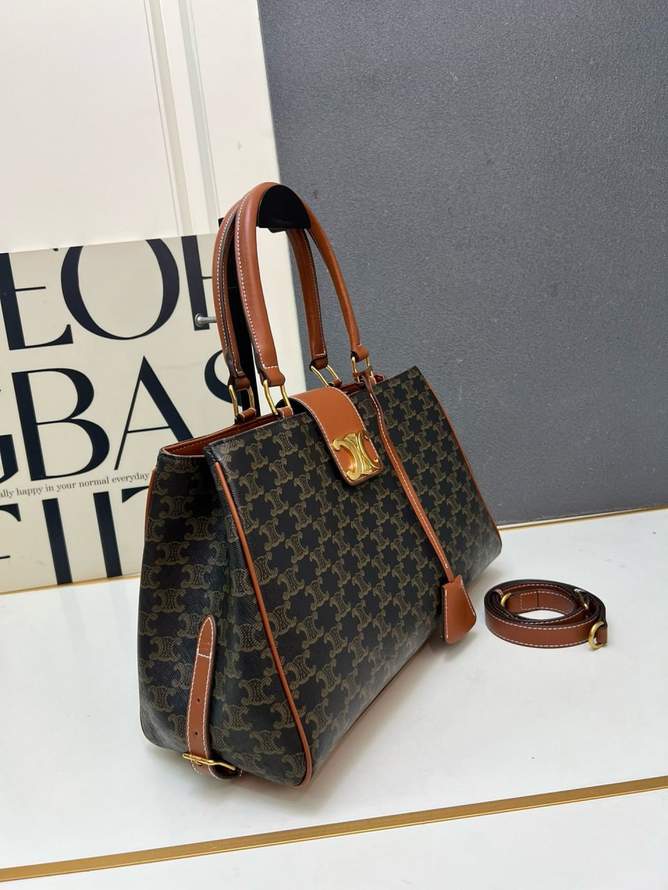 Celine Medium Boston Bag in Triomphe Canvas