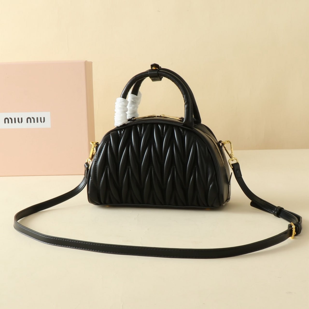 Miu Miu Matelassé Leather Bowling Bag