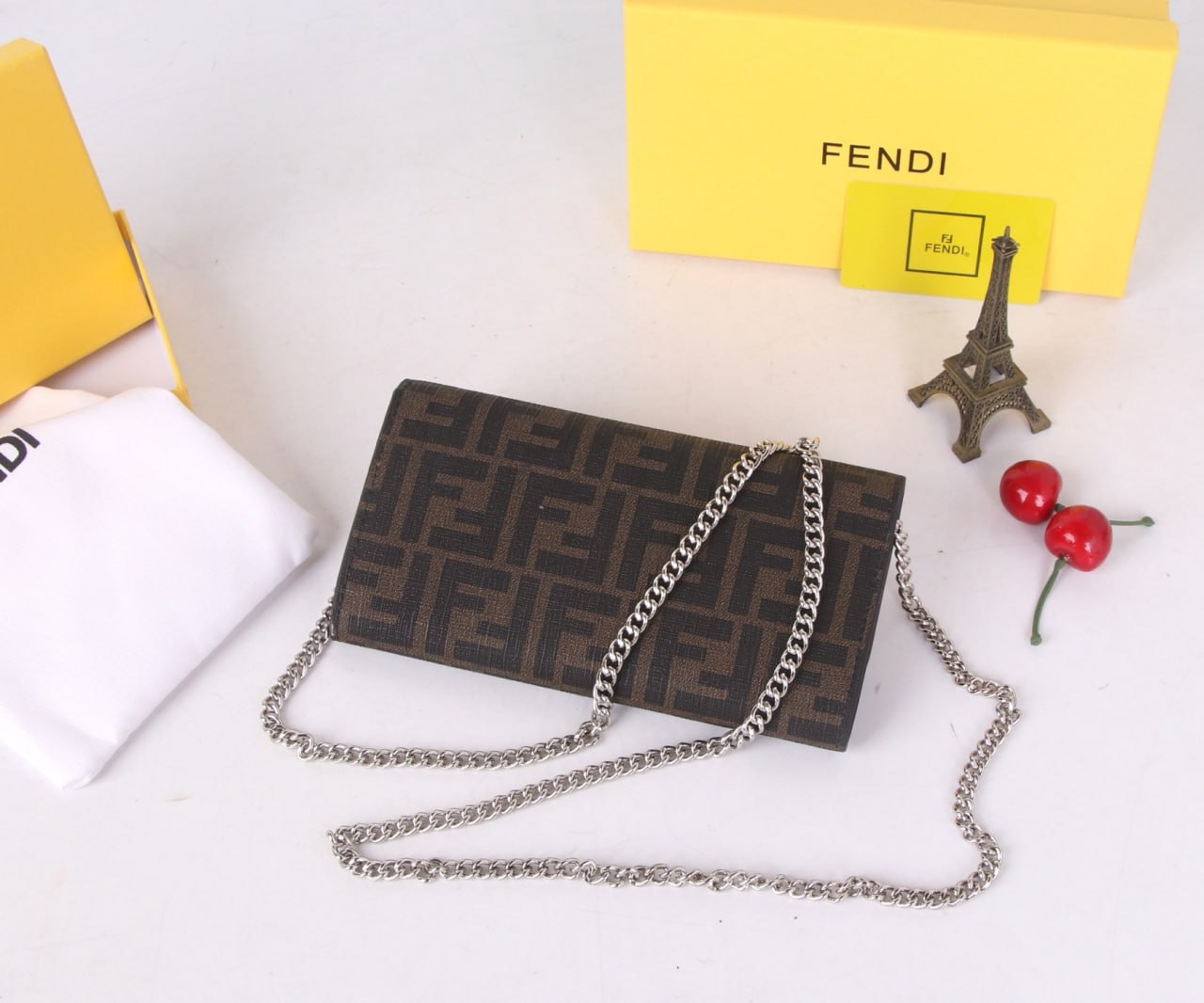 Fendi Baguette Continental Wallet with Chain