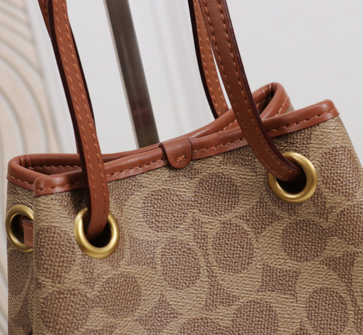 Coach Signature Canvas Mini Bucket Bag
