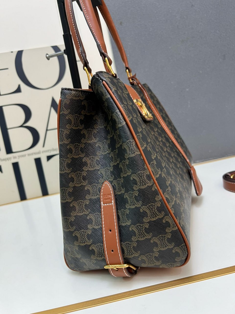Celine Medium Boston Bag in Triomphe Canvas