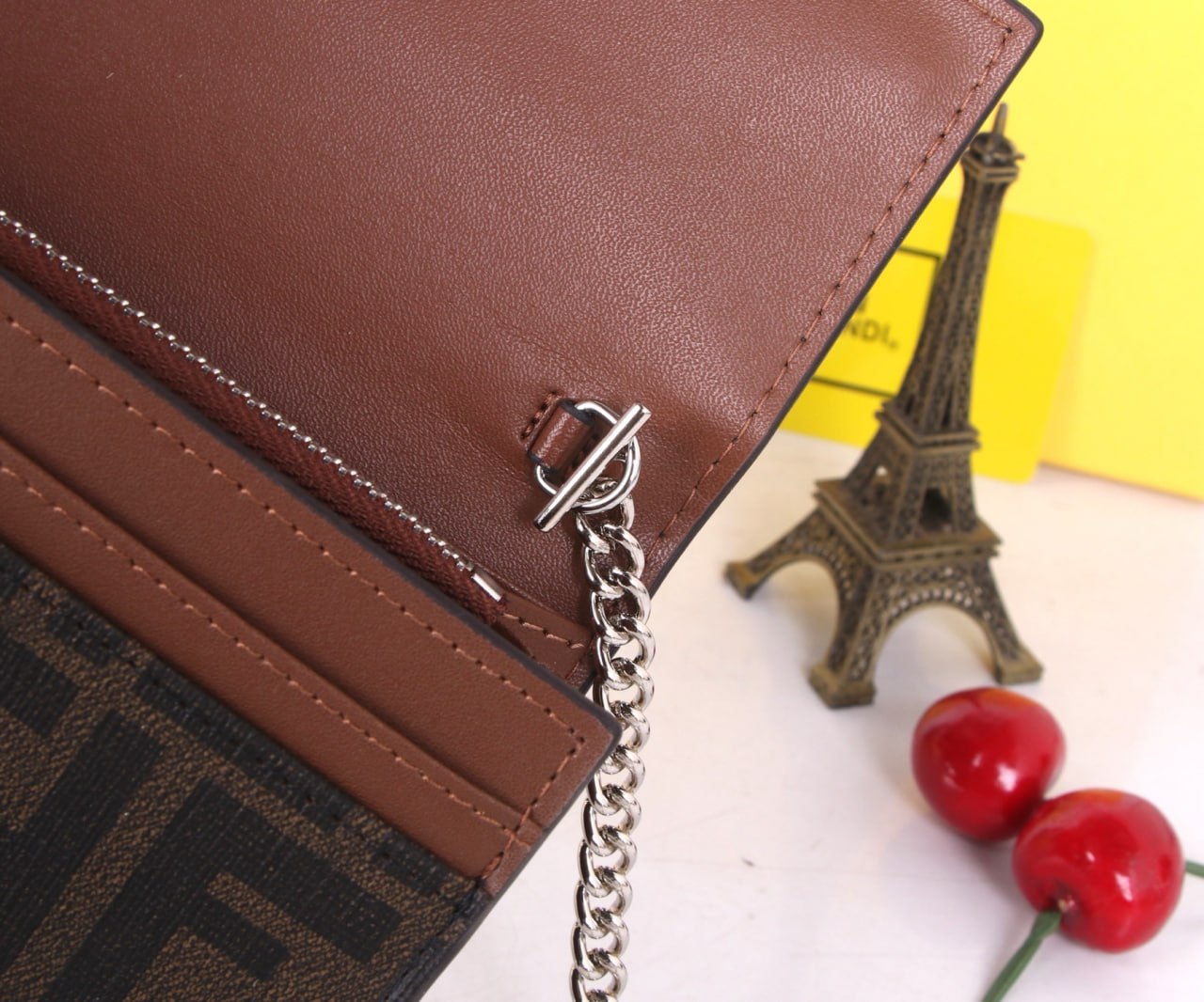 Fendi Baguette Continental Wallet with Chain