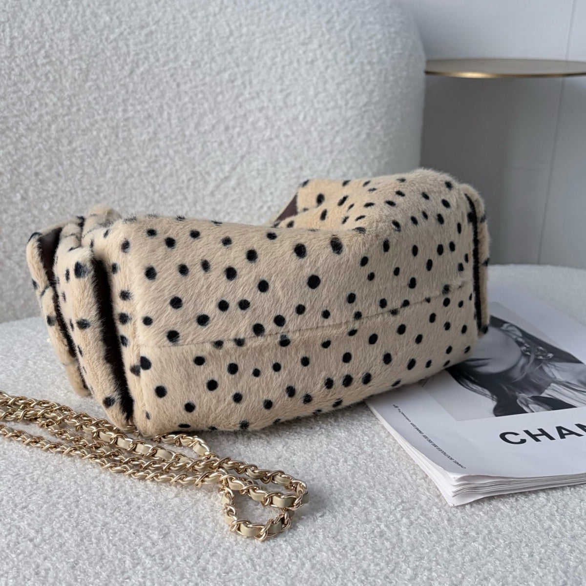 Chanel Dalmatian Shearling Drawstring
