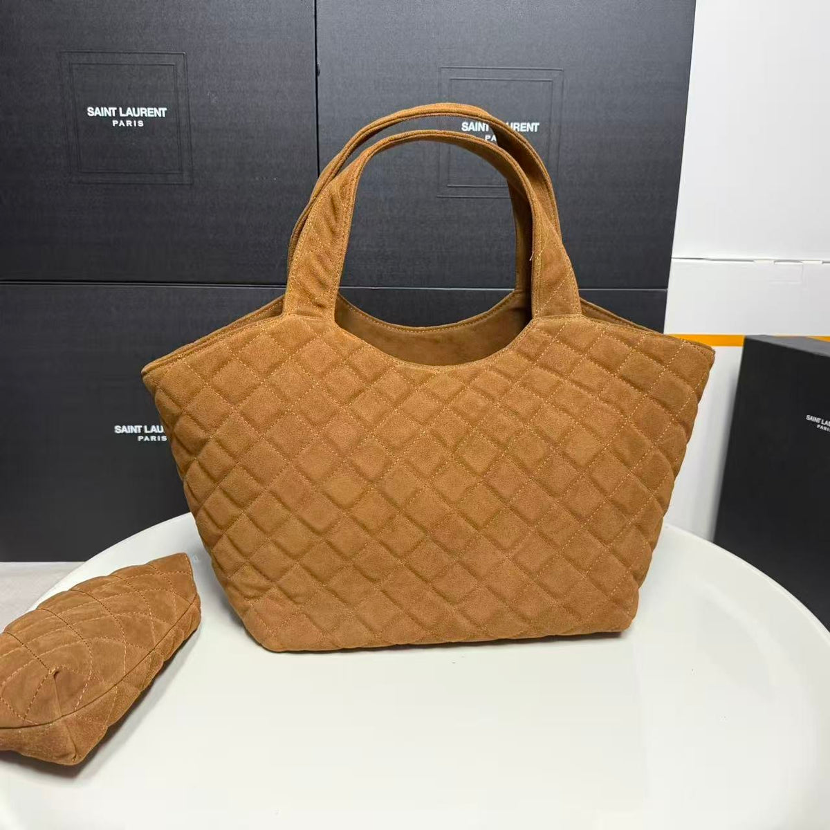 Saint Laurent Jamie Shopping Bag in Quilted Suede