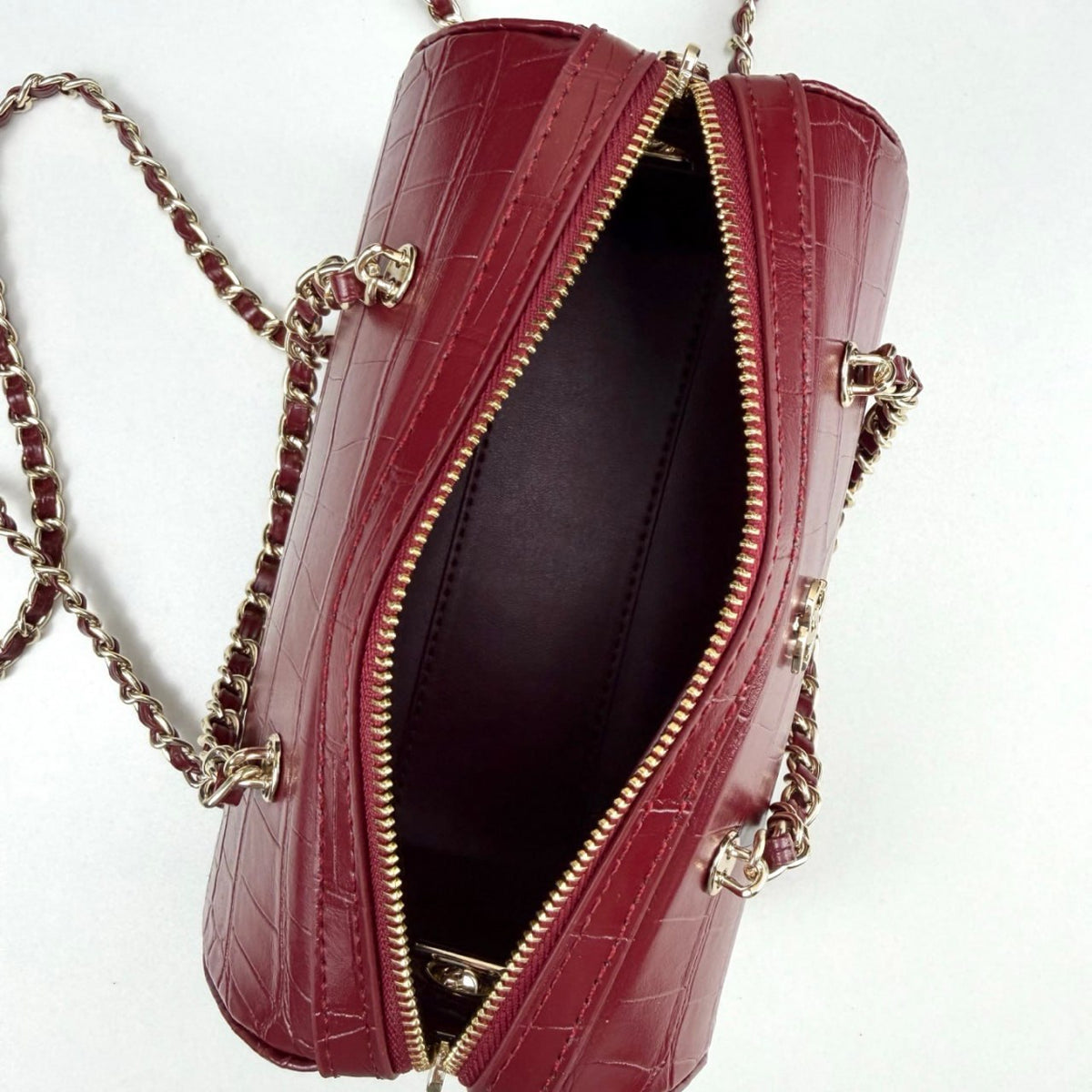 Chanel Cylinder Crocodile-Embossed Bag