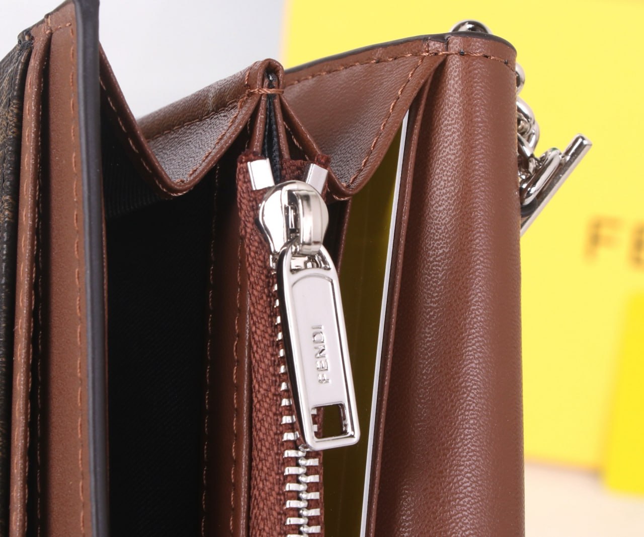 Fendi Baguette Continental Wallet with Chain